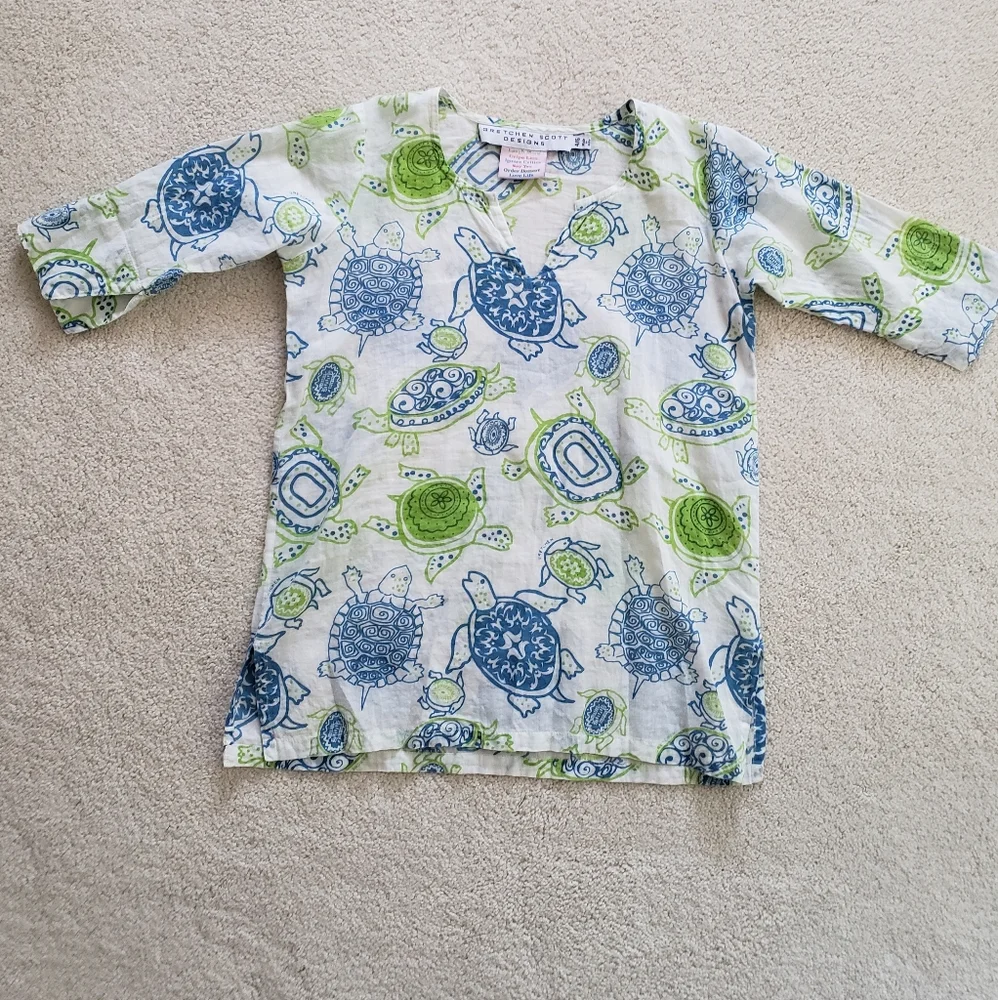 Gretchen Scott Designs Girls' Turtle print Swim Cover-up sz4/6